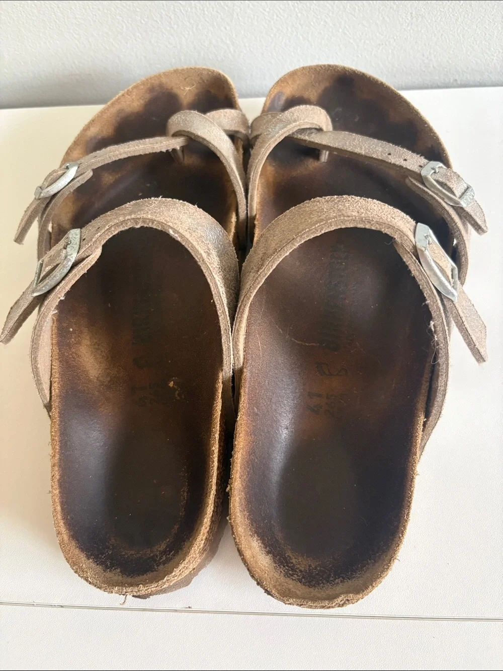 Birkenstock Mayari Metallic Taupe Toe Loop Sandals EU 41 US 10 Regular